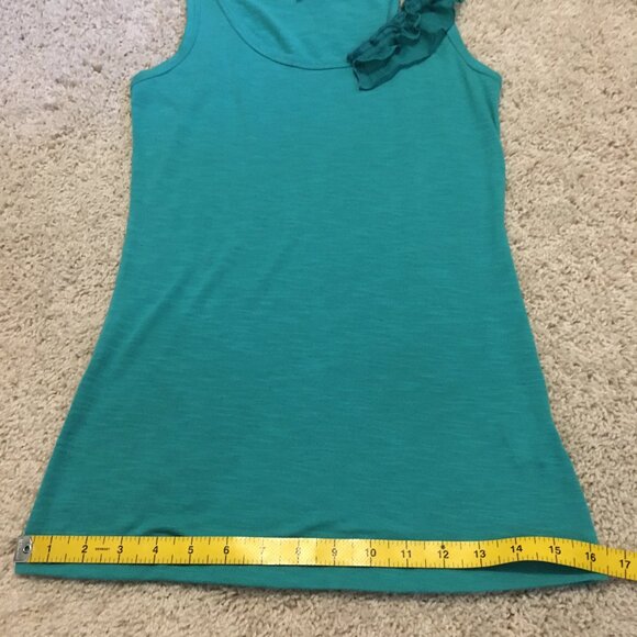 Y2K Dynamite Aquamarine Ruffle Shoulder Tank Top - Picture 14 of 15